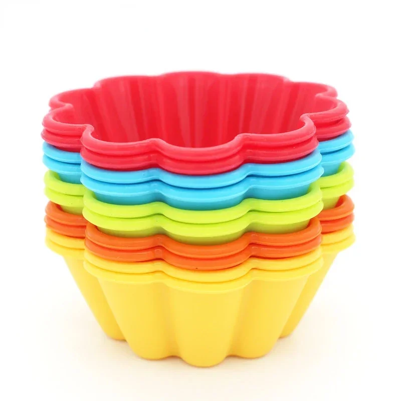 Thick Silicone Cupcake Mold Large Flower Muffin Cake Baking Moulds 12Pieces