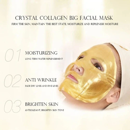 Imagen 2 del producto 10 Uds. Mascarillas faciales doradas de colágeno de cristal, mascarilla grande para el cuidado de la piel, mascarilla Facial hidratante antienvejecimiento para el cuidado de la cara