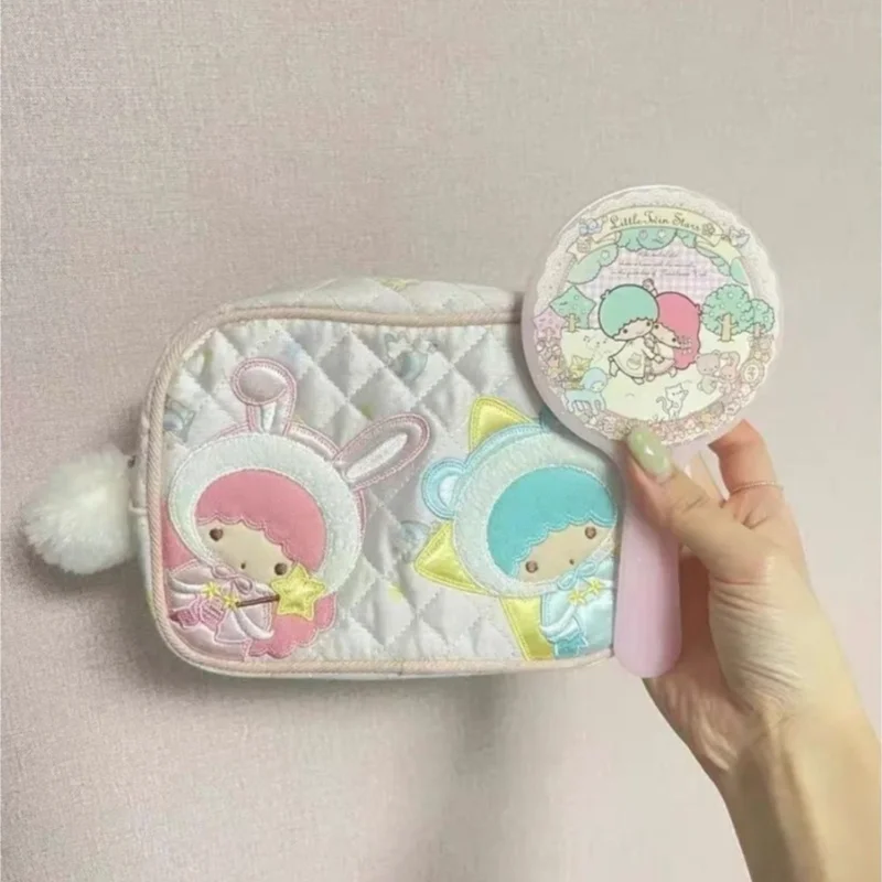 Kawaii Little Twin Stars Kiki&Lala Cute Cartoon Quilted Makeup Bag Miscellaneous Items Storage Bag Japanese Style Decor Toy Gift - view 5