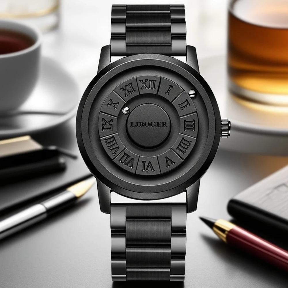 Jam Tangan Pria Bisnis Unik Jam Tangan Kuarsa Tali Baja Tahan Karat Tanggal Otomatis Modis Hadiah Pria untuk Jam Kalender Dia