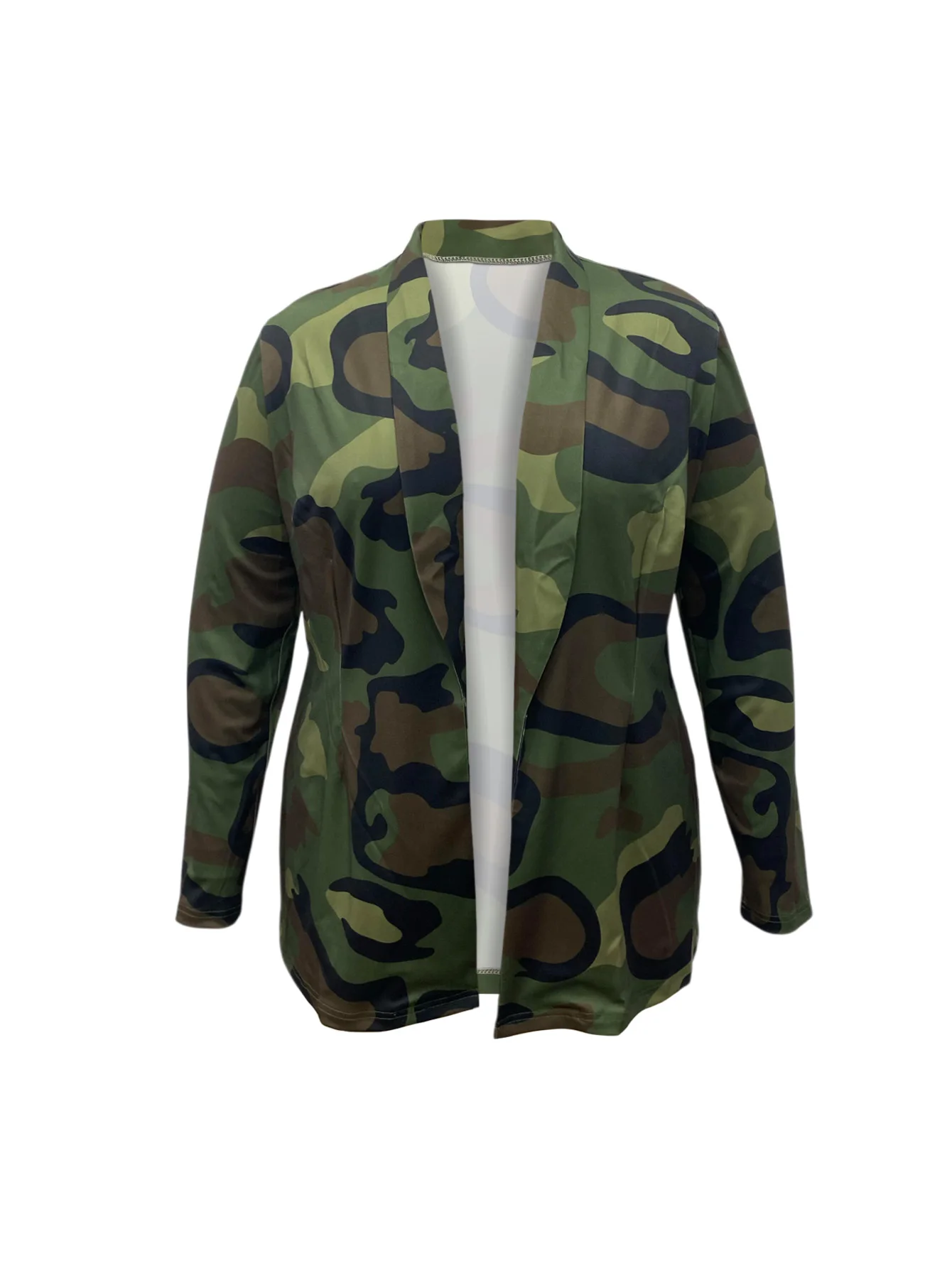 Jaket jas bermotif multi-warna kasual tren fesyen kamuflase
