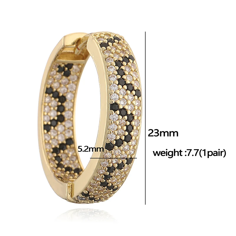 HECHENG,Fashion Leopard Print Hoop Earrings with Cubic Zirconia Small/Large Hoop Earrings Ladies Birthday Gift 1 Pair