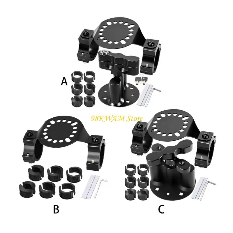 Can Mount with Paired Base and Round Perforated Plate, Aluminum and Stainless Steel Bracket for Cars and Motorcycles 68UF