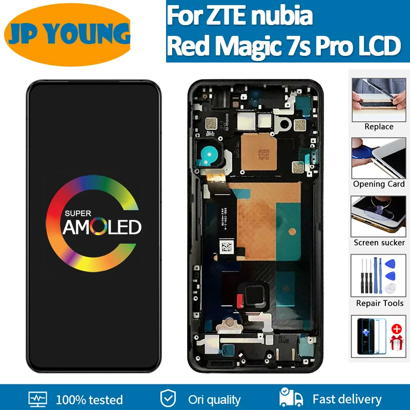 6.8''Original Amoled For ZTE Nubia Red Magic 7S Pro 7sPro LCD Display with frame Touch Screen Digitizer Assembly replacement