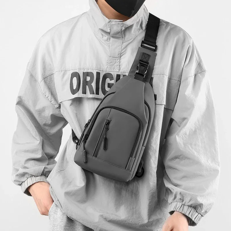 2025 New Trend Crossbody Leisure Men Party Travel Small Shoulder Multi-function Nylon Casual Chest Bags With Big Pockets Zipper
