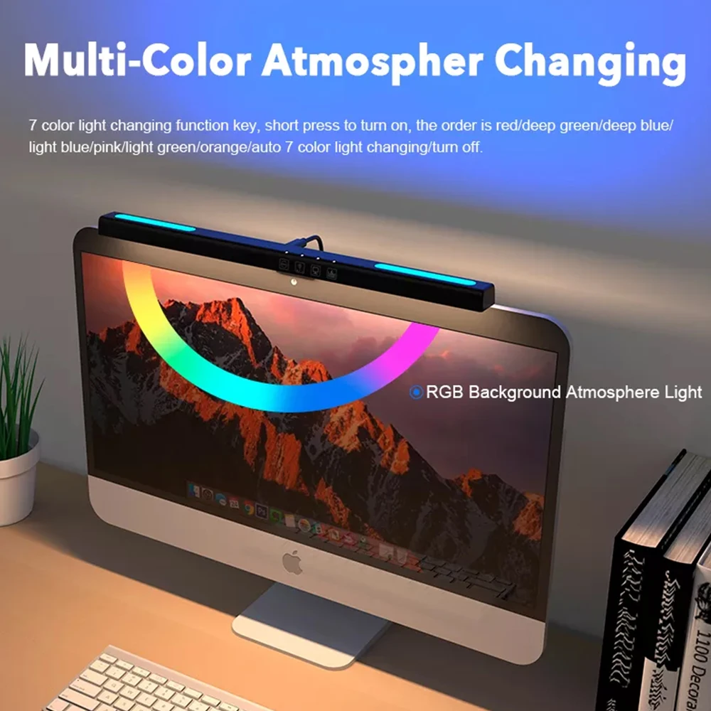 USB Stepless Dimming Screen Hanging Lights Curved Screen Monitor Light Bar RGB Background Atmosphere Desk Lamp Monitor Light Bar