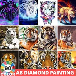 AB 90 Colors Diamond Painting 5D DIY Animal Cross Stitch Kit Square/Round Embroidery Tiger Picture Home Decor Gift Hobby