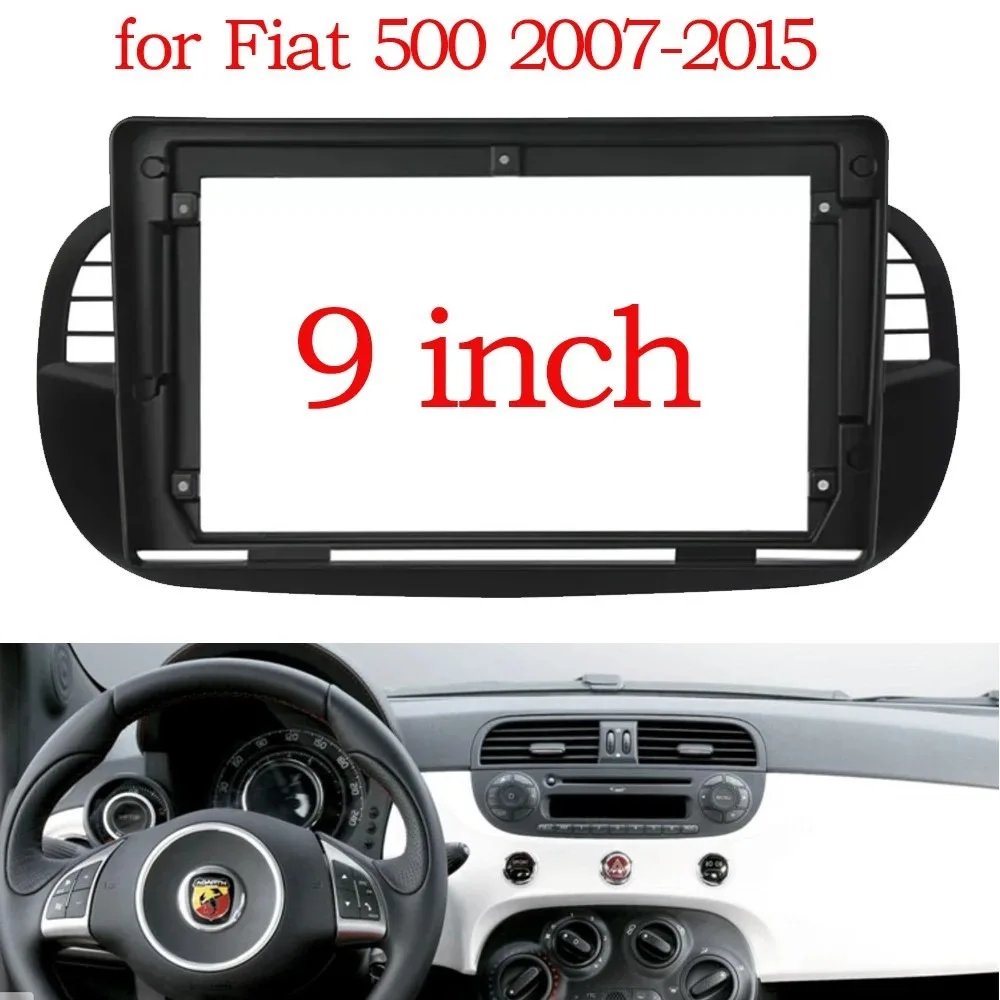 

For 2007-2015 FIAT 500 9inch Car Frame Fascia Radio Android GPS DVD Kit Fascias 2Din Fascias Panel Audio Fitting Without Battery