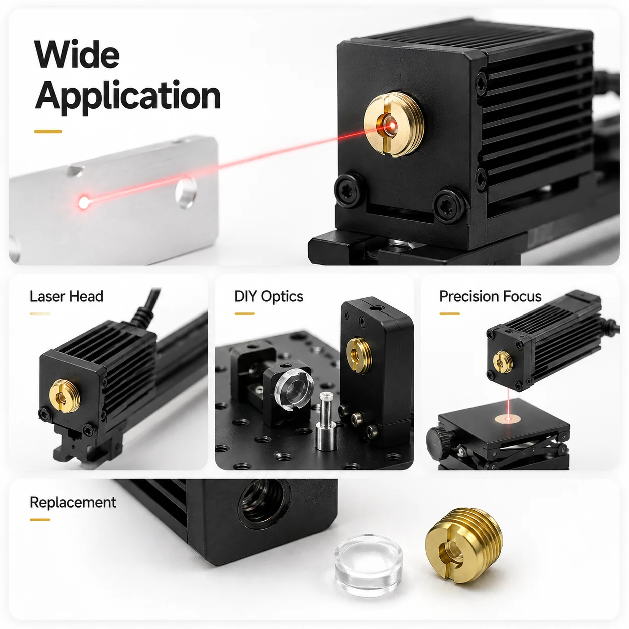 ZhonNa M7 Laser Module Focusing Lens Holder Copper Shell Plastic Lens Optical Instrument Accessories for 5mm Lens DIY Tool Parts