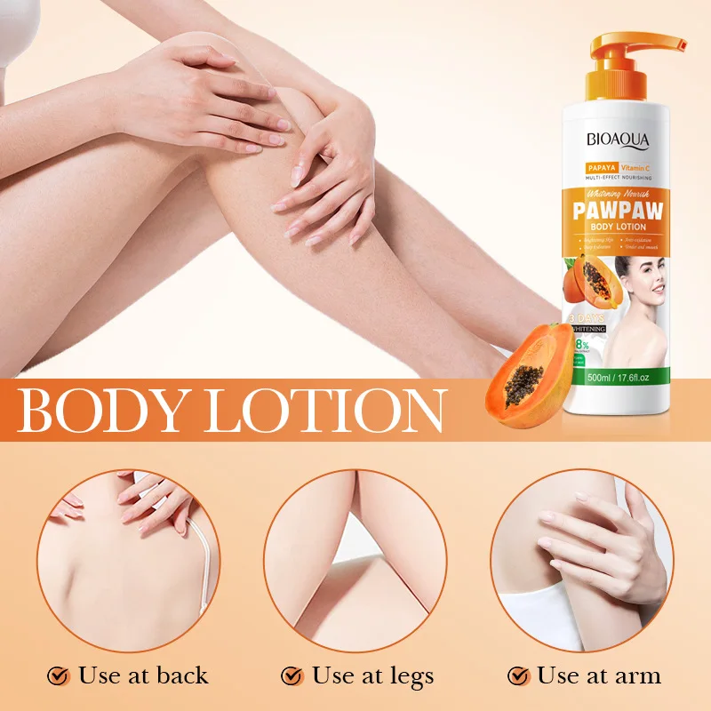 500ml Papaya Body Lotion Moisturizes Body Skin Massage Whitening Skin Smooth Improving Roughness Anti-Drying Body Lotion Cream