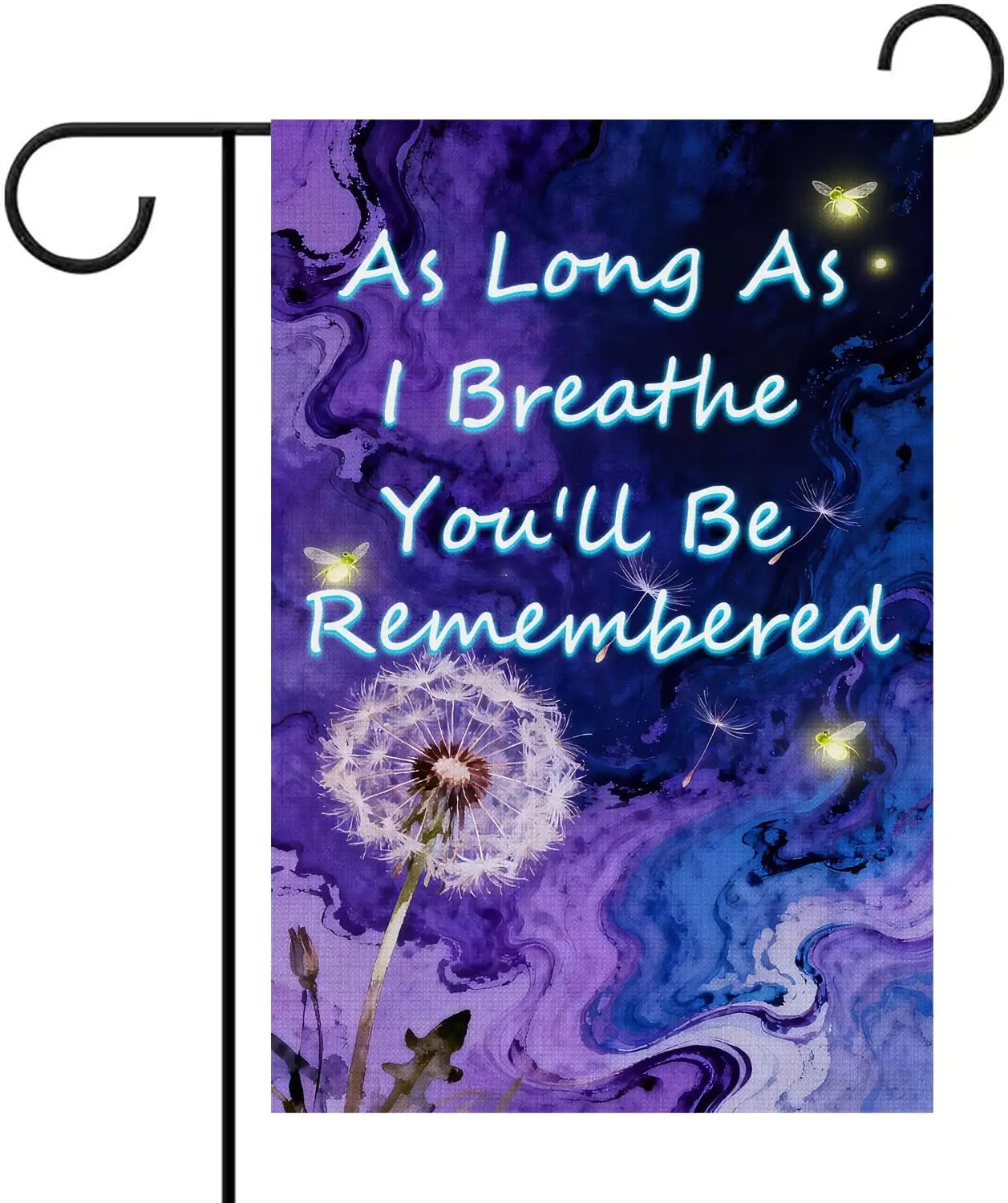 Memorial Garden Flag Double Sided, In Loving Memory Flag with Dandelion & Fireflies “As Long As I Breathe You'll Be  xxl