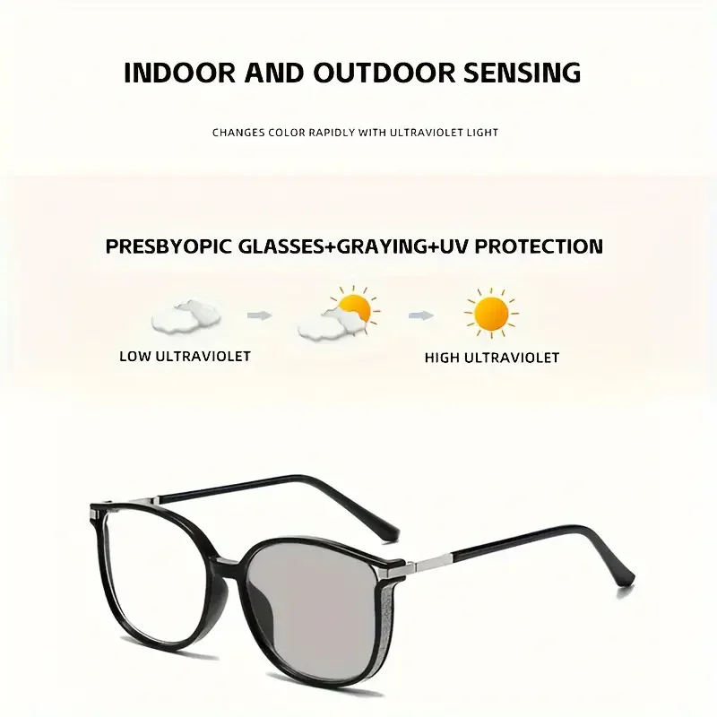 Lichtempfindliche farbwechselnde Lesebrille für Damen – hochauflösende, Anti-Blaulicht-Lesebrille, modische und große Rahmen – Detail 2