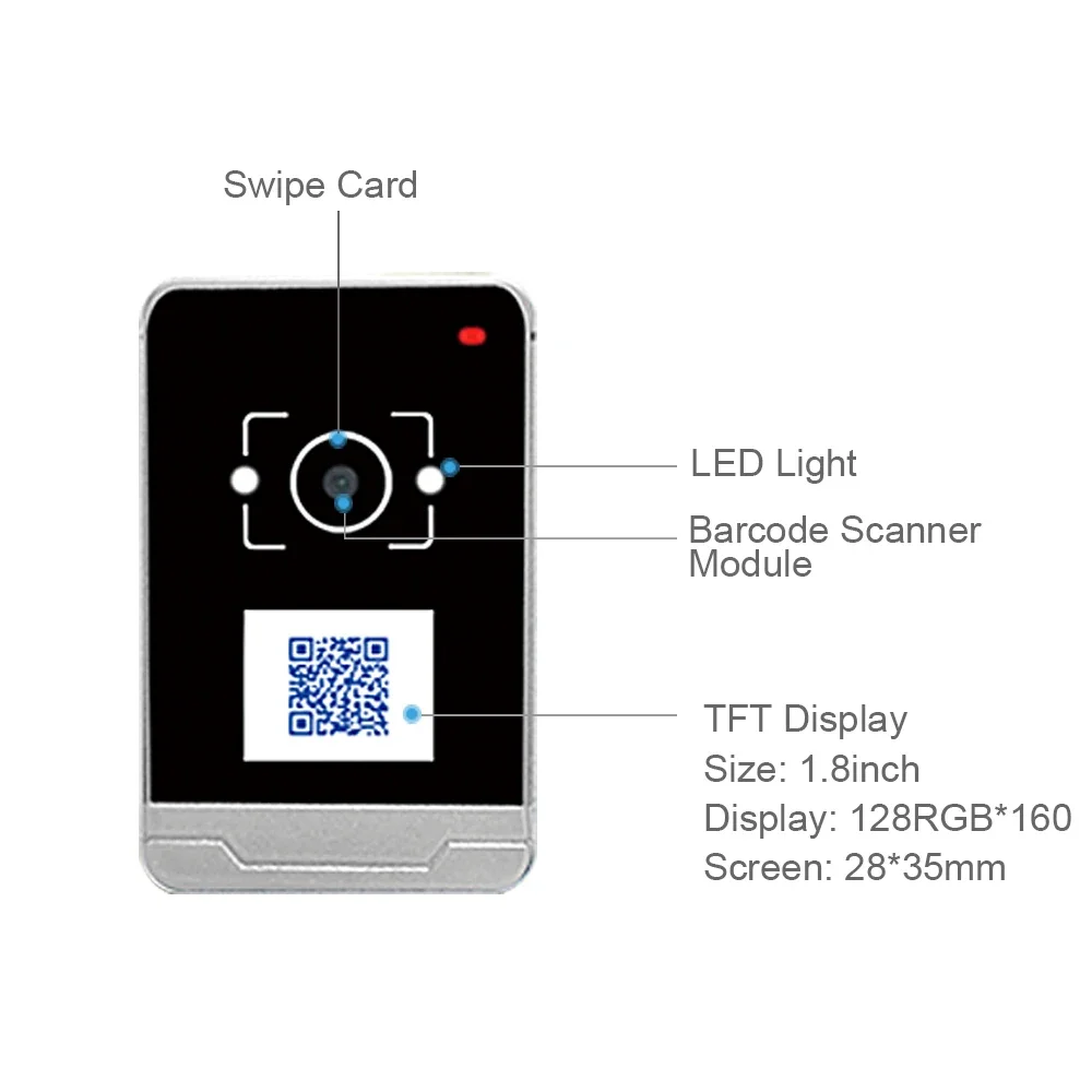 RD009 4G TCP/HTTP IC ID QR Code Scanner Lector de tarjetas de control de acceso con pantalla QR Wiegand