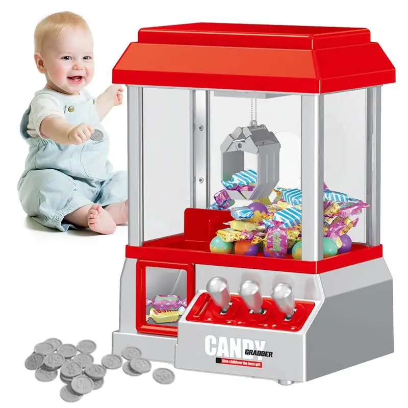 Claw Machine Electronic Arcade Claw Machine Candy Machine Retro Carnival Music And 24 Game Coins Birthday Gift Game Candy Toys