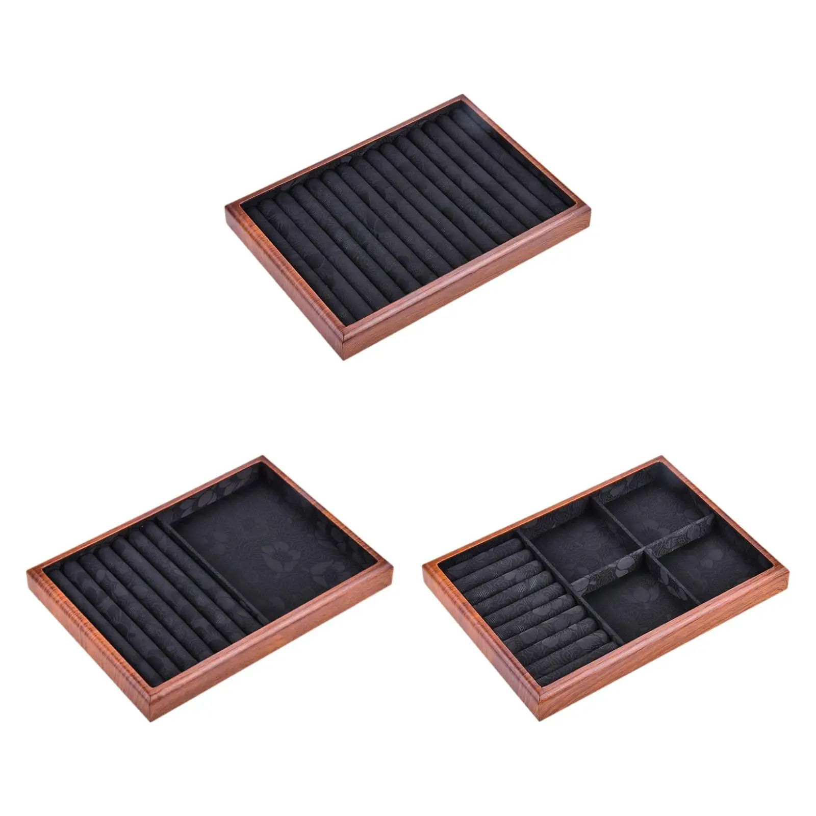 صينية مجوهرات خشبية محمولة، حامل مجوهرات رائع، تنظيم مجوهرات أنيقة لعرض الخاتم والأقراط والقلادة #4