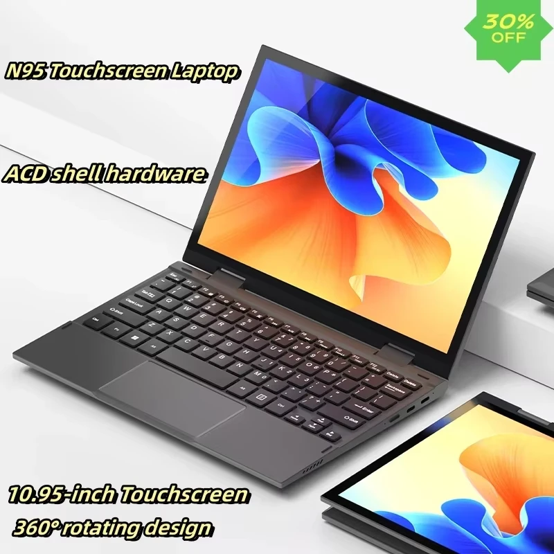 SZBOX M10 Intel Alder Lake N95 10.95 Inch Portable Laptop Touch Screen Table PC 360° Rotating DDR5 16GB Dual WiFi BT 5.0 4500mAH