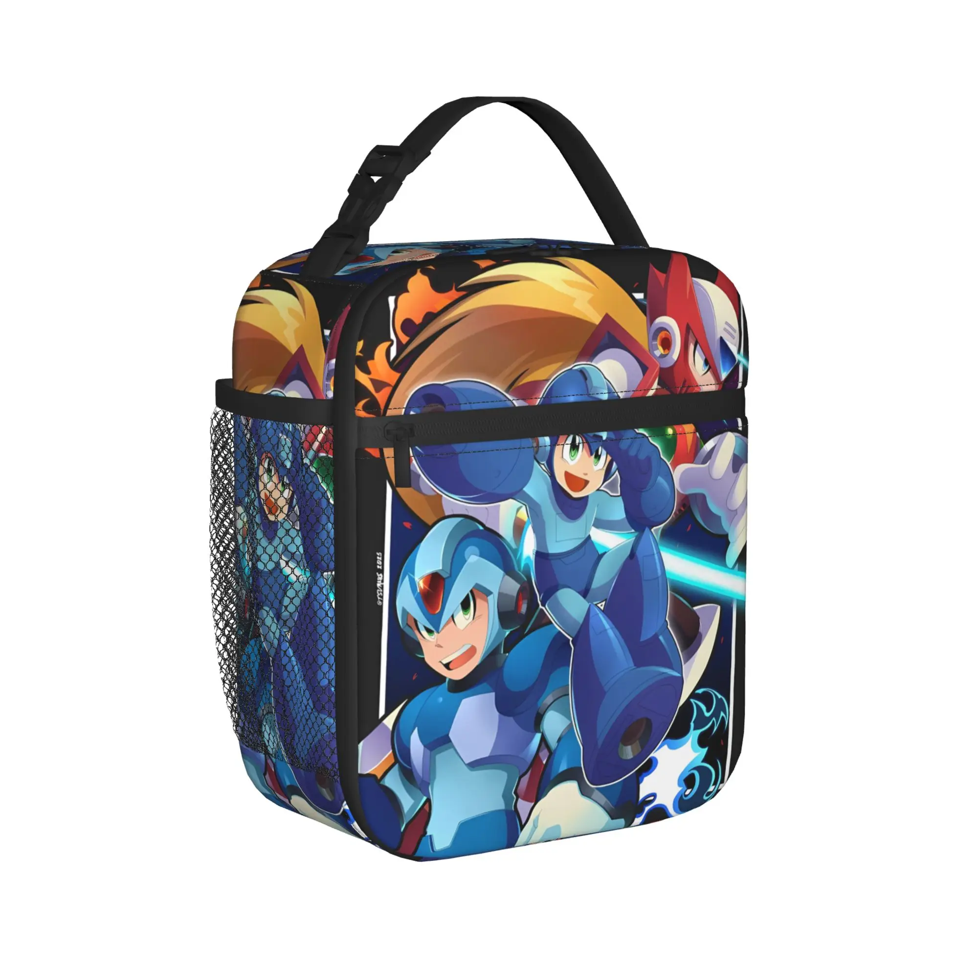 Lunch Bag Mega Man Cartoon Travel Lunch Box For Unisex  Cute Portable Insulated Custom Cooler Bag