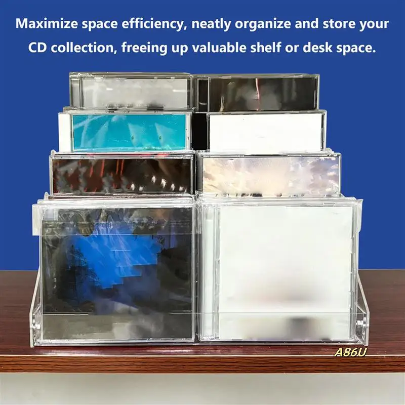 

2X 4Tier Clear Acrylic CD Holder Cascading CD Storage Rack,DVD/CD Display Rack & Vinyl Record Storage Stand