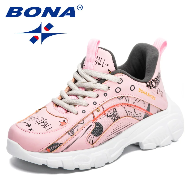 BONA 2023 New Designers Autumn Walking Shoes For Boys Girls Sport Shoes Fashion Breathable Soft Jooging Shoes Children Footwear