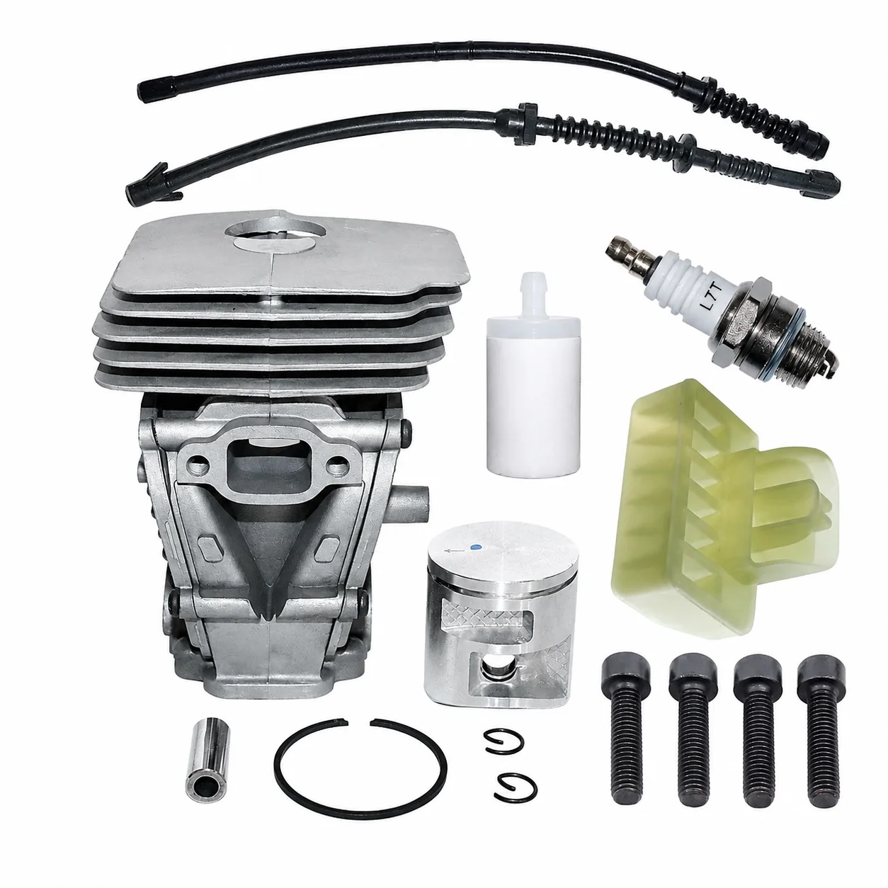 Комплект для обслуживания бензопилы Husqvarna 435, 435e, 440, 445, 340, 268, 135, 135e, 140, 140e: свеча зажигания, воздушный и топливный фильтры, набор для настройки.