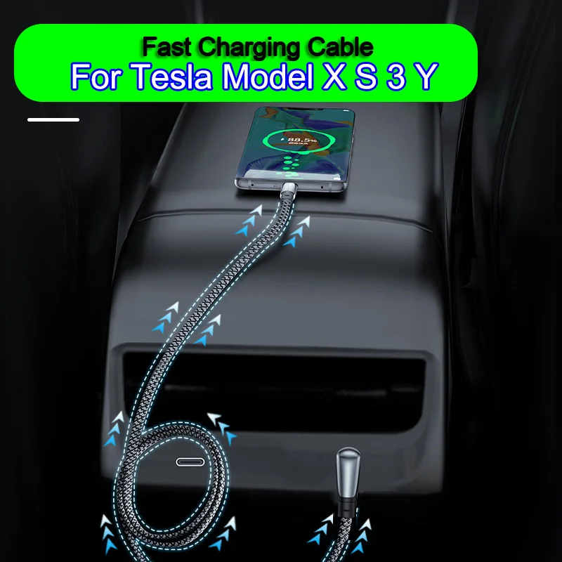 

For Tesla Model 3/3 Highland Y X S 65w Fast Charging Cable Data Transfer Mobile Phone Charging Cable type c USB C 2015-2024