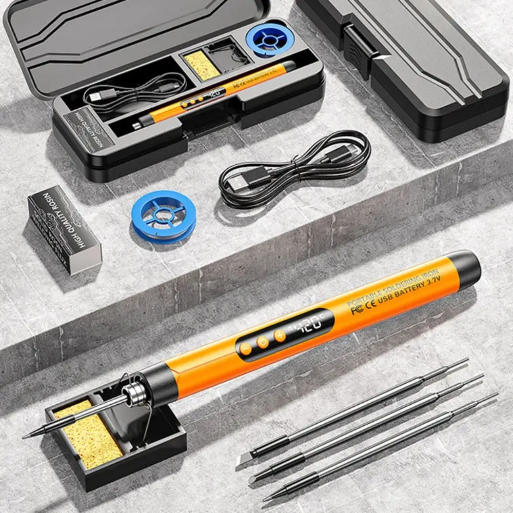 

Cordless Digital Soldering Iron USB Charging 1000mAh Battery Solder Iron Adjustable Temperature 260-420℃ Multifunctional