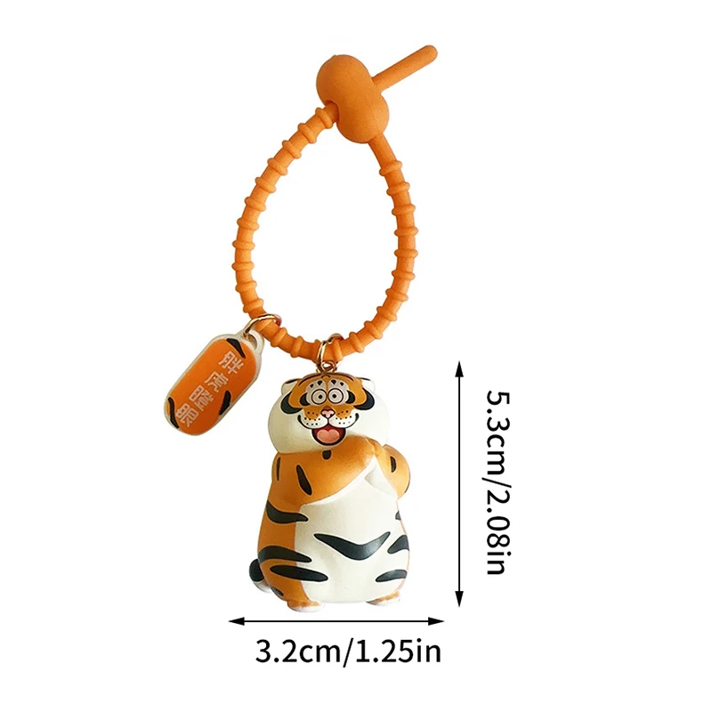 Lindo llavero de tigre colgante elástico, modelo de personaje de Anime, juguete Kawaii para niños, regalo de Año Nuevo