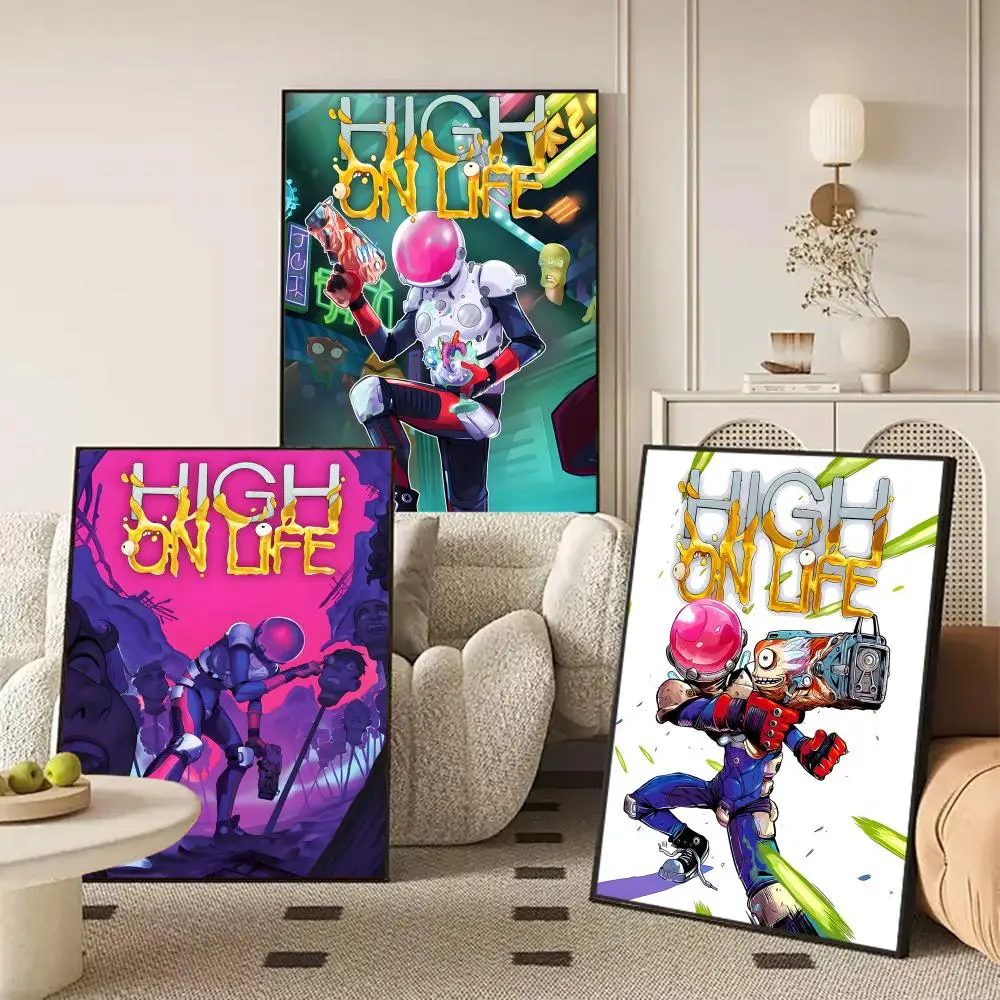 Trendy Game H-High on L-Life Poster Waterproof Self-Stick Wall Art Stickers, Removable Wall Decor for Living Room and Bedroom
