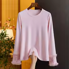 Long Sleeve Tops Embroidered for Going Out - Pink