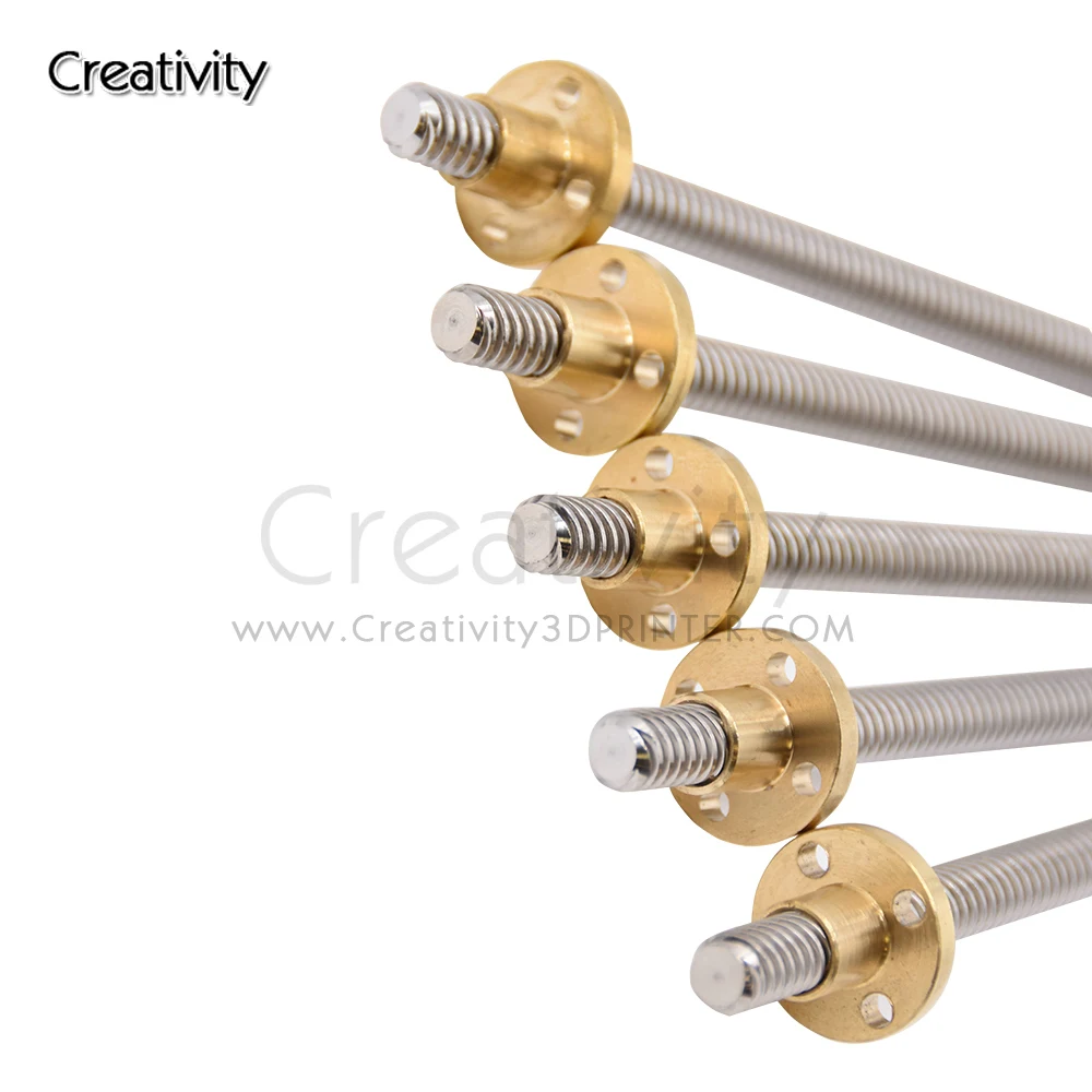 T8 kurşun vida OD 8mm Pitch 8mm kurşun 100mm 150mm 365mm 400mm 700mm ile pirinç somun Reprap 3D yazıcı Z ekseni için