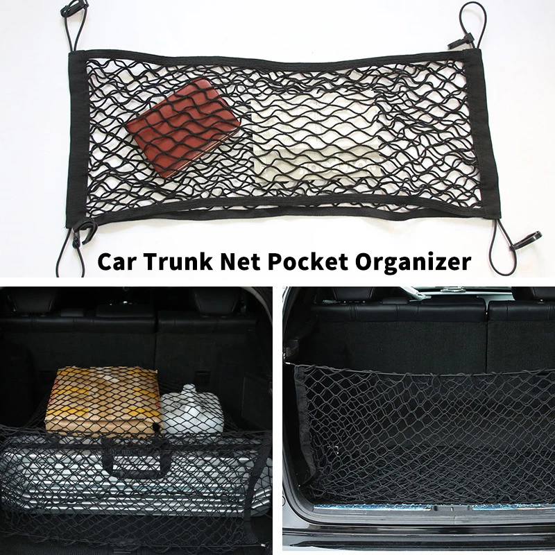 

Car Rear Trunk Net Mesh Organizer Elastic Nylon Luggage Cargo Storage Bag Universal Large Car Van SUV Truck Mesh Network Pocket