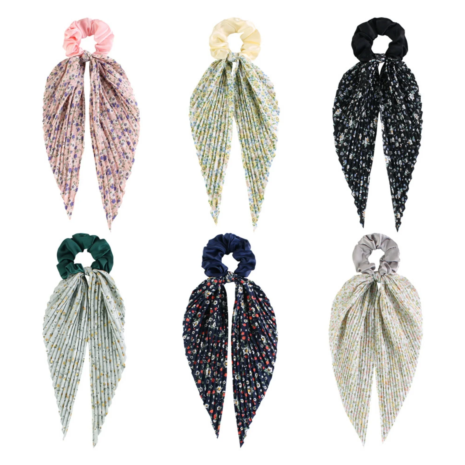 Juego de coleteros para el pelo con bufanda floral, lazos para el pelo con cinta vintage, accesorios elegantes para el cabello para mujer, 1 ud.