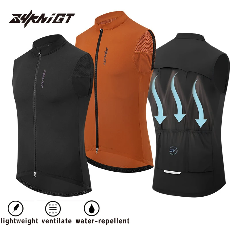 

ZYKNIGT cycling vest, unisex cycling jacket windproof and waterproof cycling jersey double zipper sleeveless cycling top