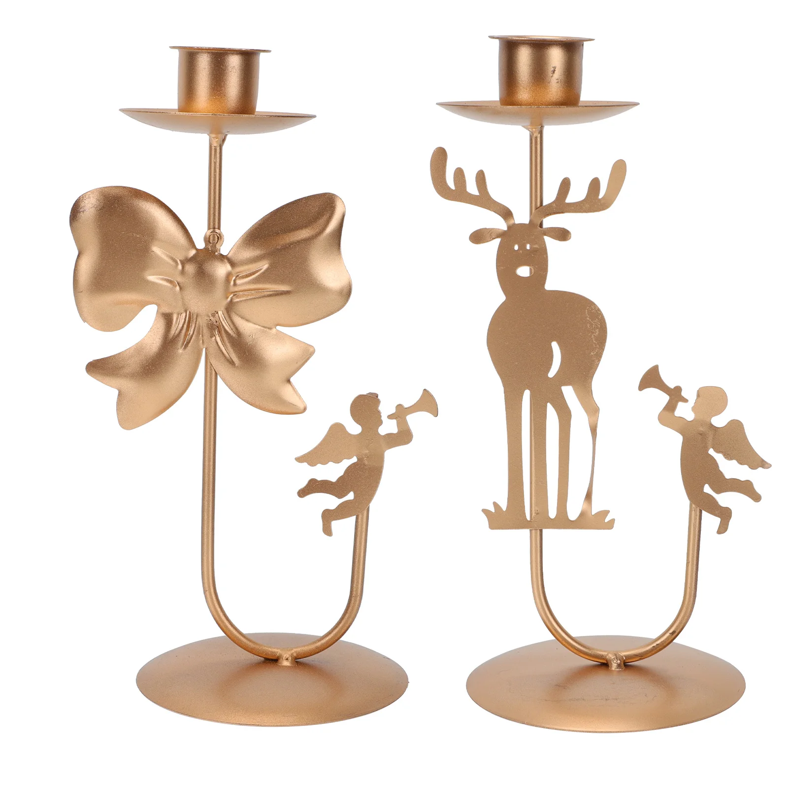 

2Pcs Creative C leholder Adornment Holder Decor Metal Christmas C lesticks Lightweight Indoor Xmas Adornment