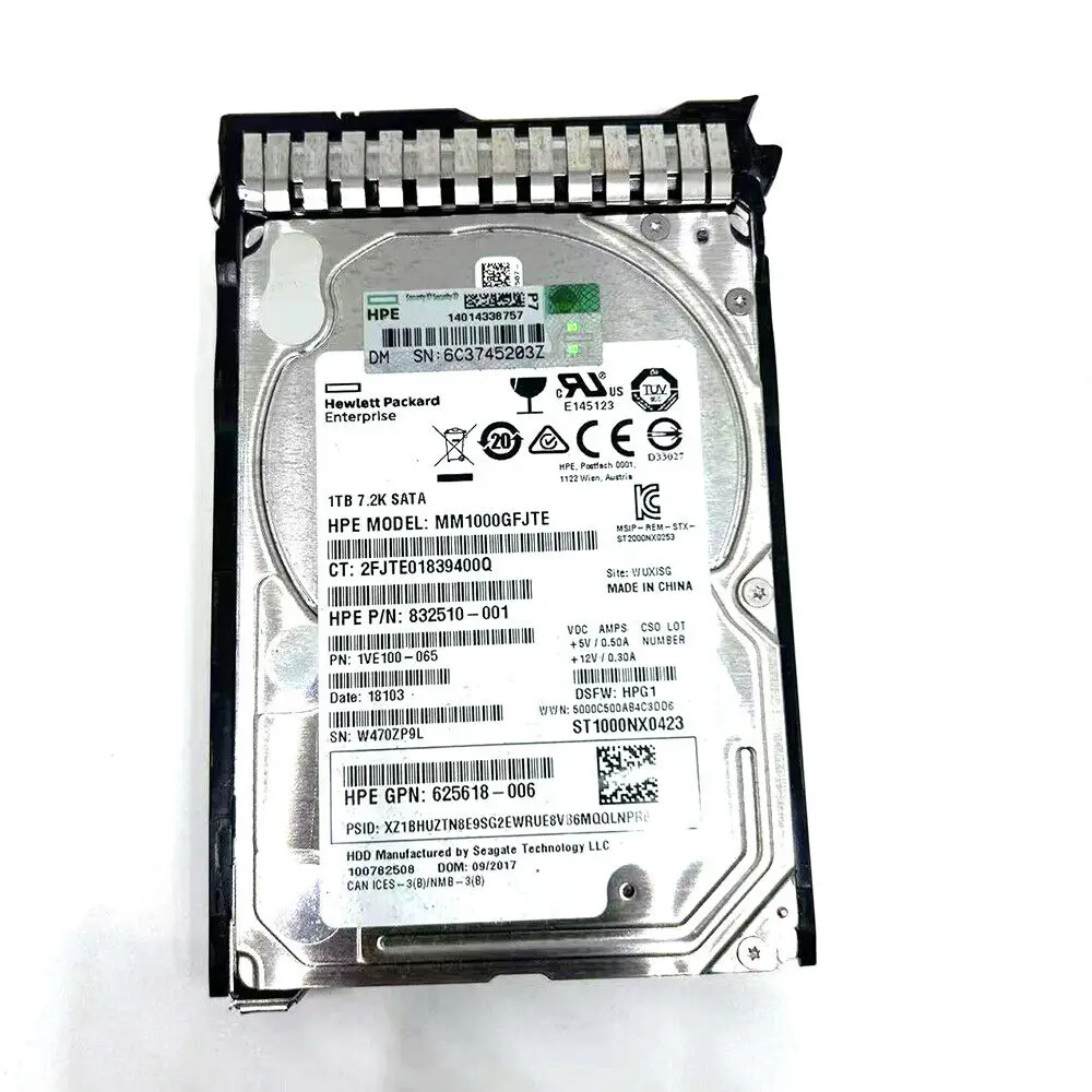 

Hard Disk 832510-001 MM1000GFJTE Fits For HP 1TB 7.2K SATA DS 1TB 656108