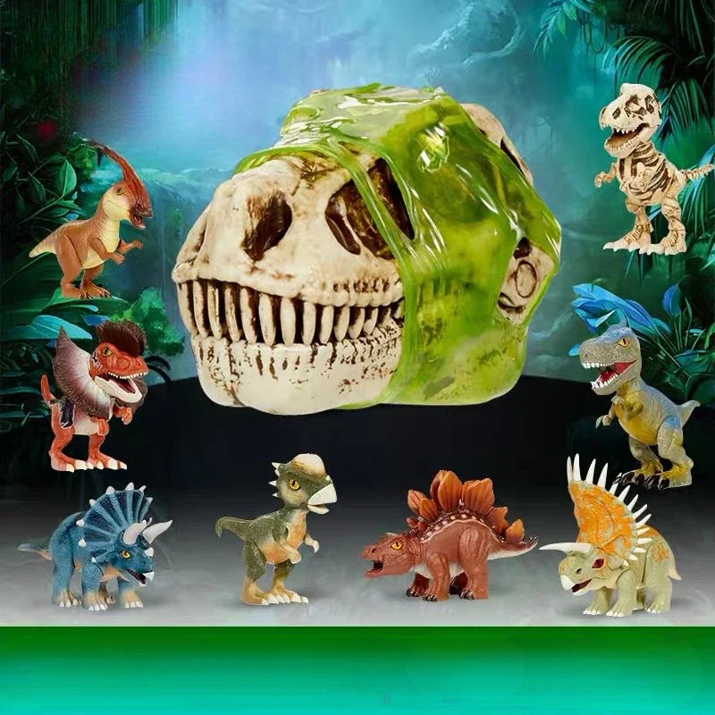 Dinosaur Fossil Excavation Skull Decryption Skeleton Soft Rubber Assembling Toys Children's Blind Box