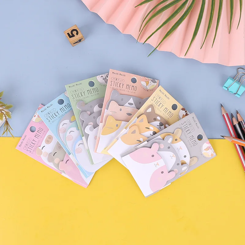 45 Sheets/Pack Kawaii Penguin Pig Bear Cat Memo Pads Labels Self-Stick Notes Bookmark Gifts Tab School Office Supplies