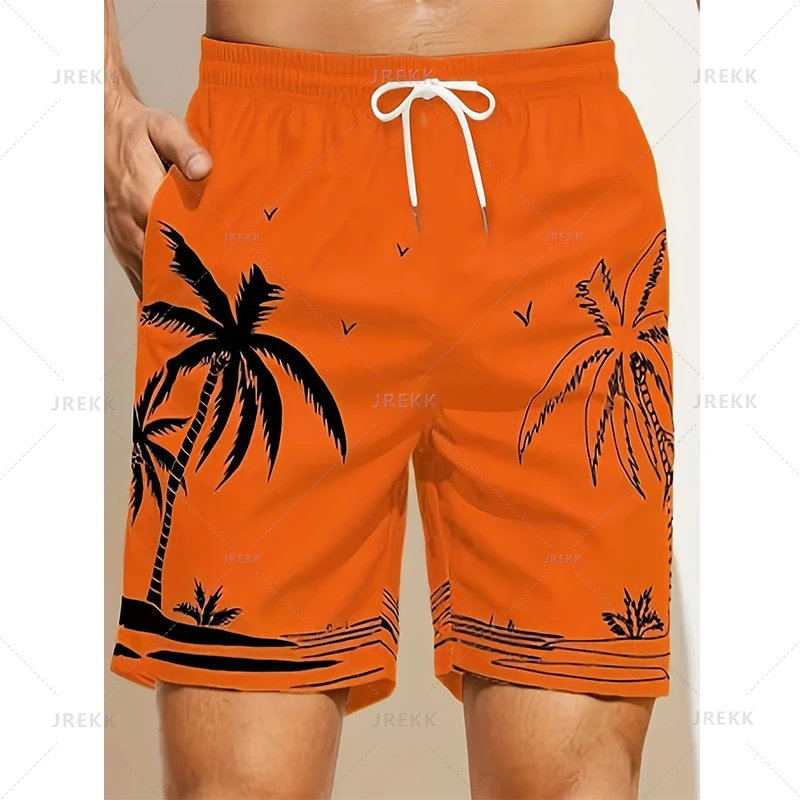 Summer Hawaiian 3D Printed Palm Trees Beach Shorts For Men Coconut Trees Graphic Swimming Trunks Women Fashion Board Shorts Pant