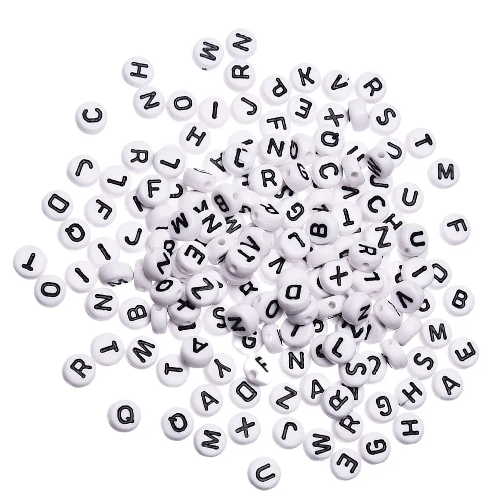 

600Pcs Letter Beads Clear Black White Acrylic Alphabet for DIY Bracelets Necklaces Keychains Handmade Gifts Letter Beads