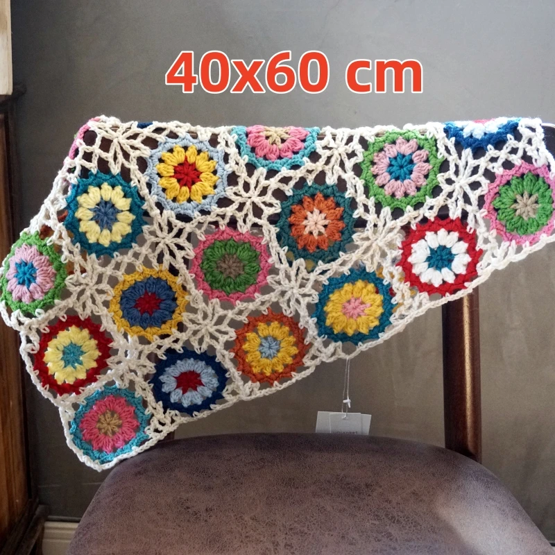 Handmade Granny Square Original Crochet blanket Cushion Felt Pastoral Style Craft Home&living Gift Home Decoration