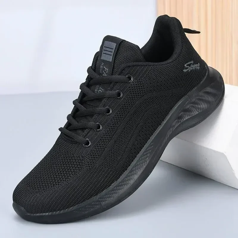 Men Casual Sports Shoes Breathable Fabric Lace-Up Non Slip Wear Resistant Lightweight Outdoor Walking Sneakers