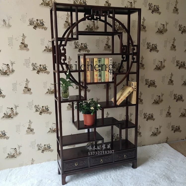 vb7 Ming Qing Style Solid Wood Chinese Elm Ornament Antique Rack Decorative Display Rack Partition