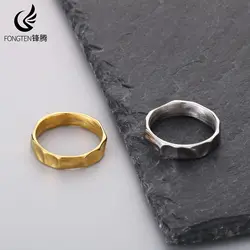 남자를위한 Fongten 얇은 스테인레스 스틸 반지 기하학 펑크 간단한 손가락 장식 유행 파티 보석 남자 친구 선물
