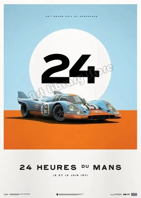 Affiche murale rétro de voiture classique, 24 heures de Le Mans, course de résistance mondiale, imag