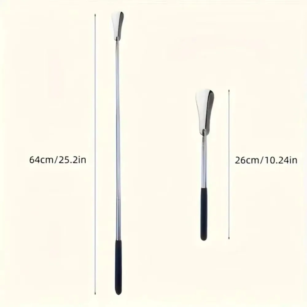 Telescopic Stainless Steel Shoe Horn, 3 Adjustable Length Portable Shoe Wearing Helper