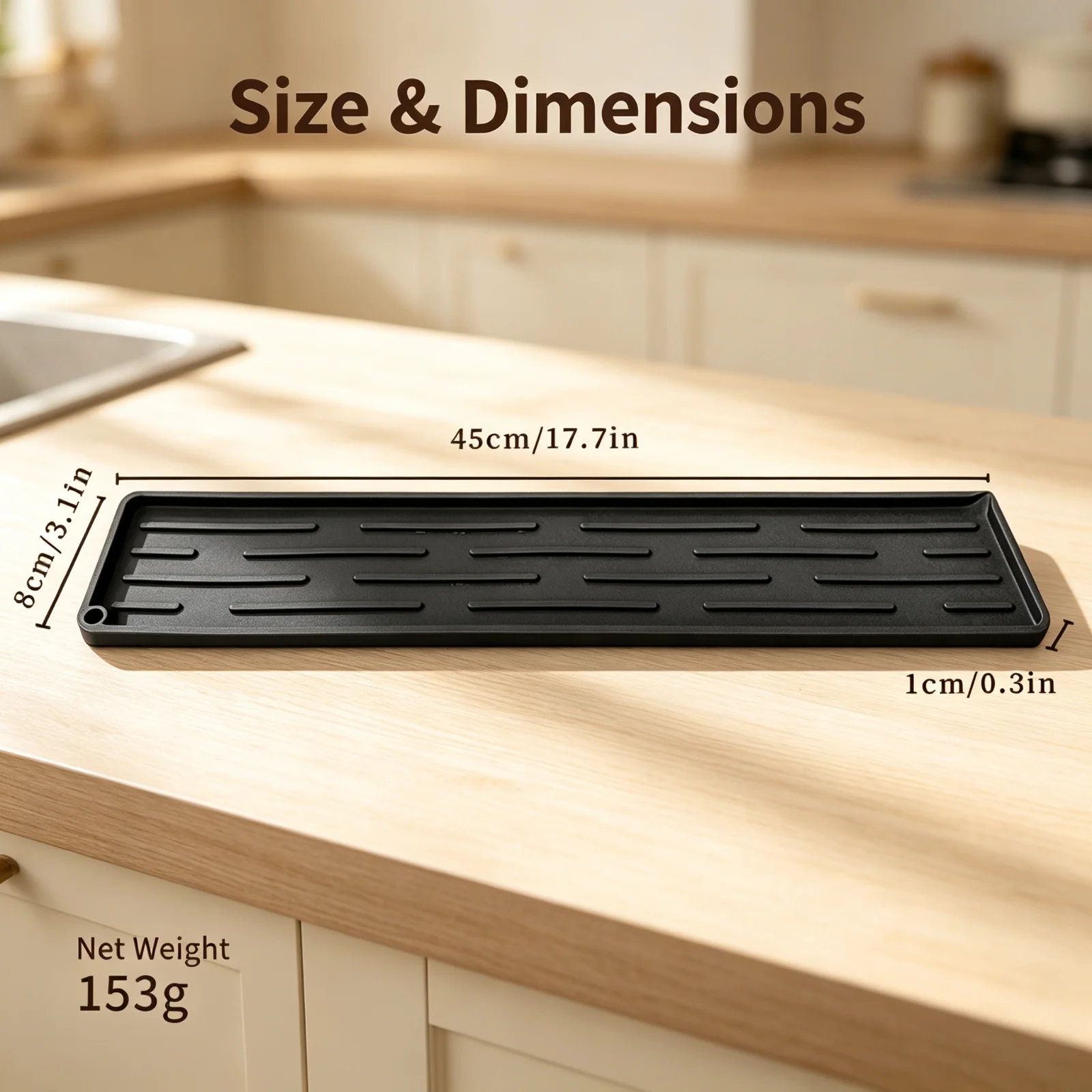 Silicone Coffee Tool Organizer Mat, Silicone Powder-pressing Pad Narrow Counter Drying Tray with Suction Cups for Espresso Bar