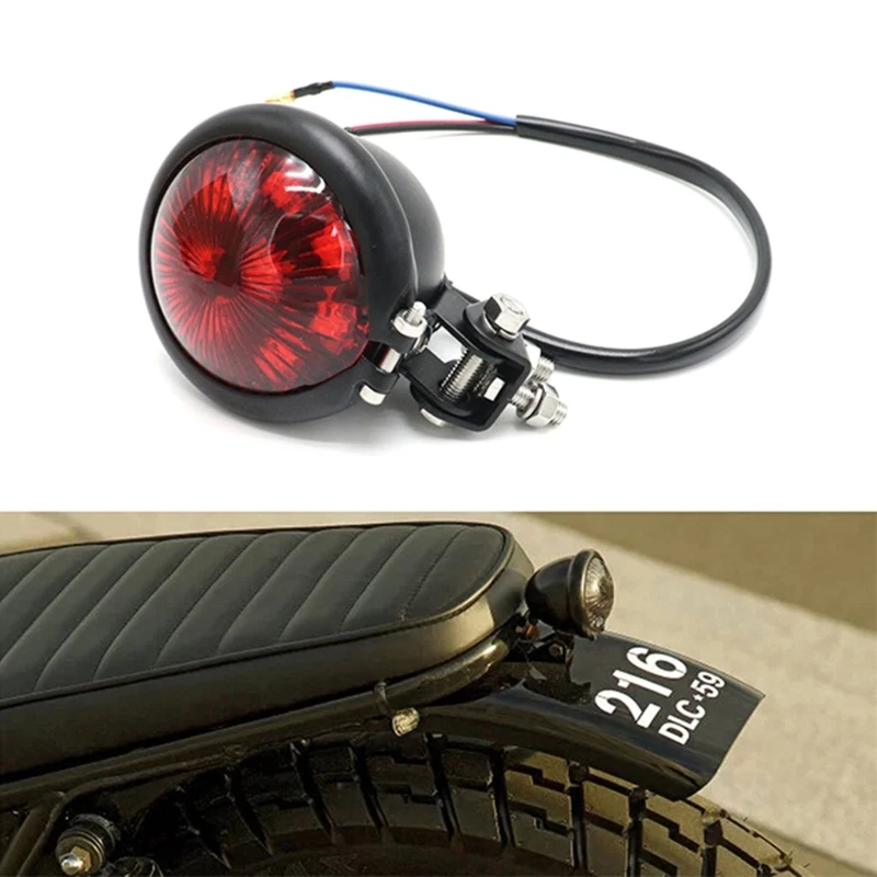 Motorcycle Brake Tail Light 10W LED Signal Light for GN125 CG125 Modified Vintage Small Round Taillight Rear Stop Lamp