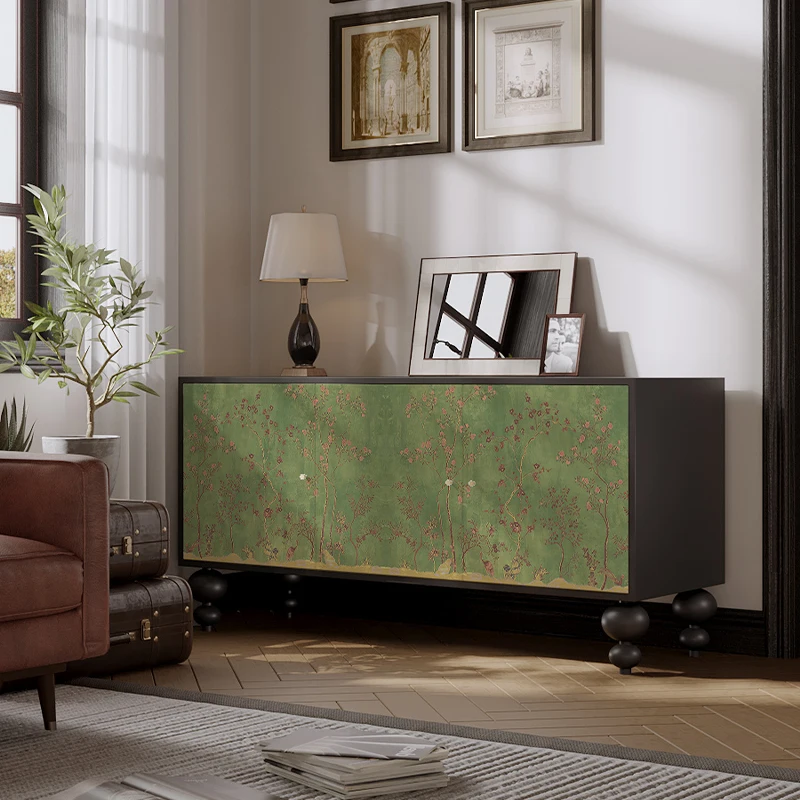 

untry retro solid wood dining side cabinet living room kitchen wall TV cabinet household sundries storage side cabinet