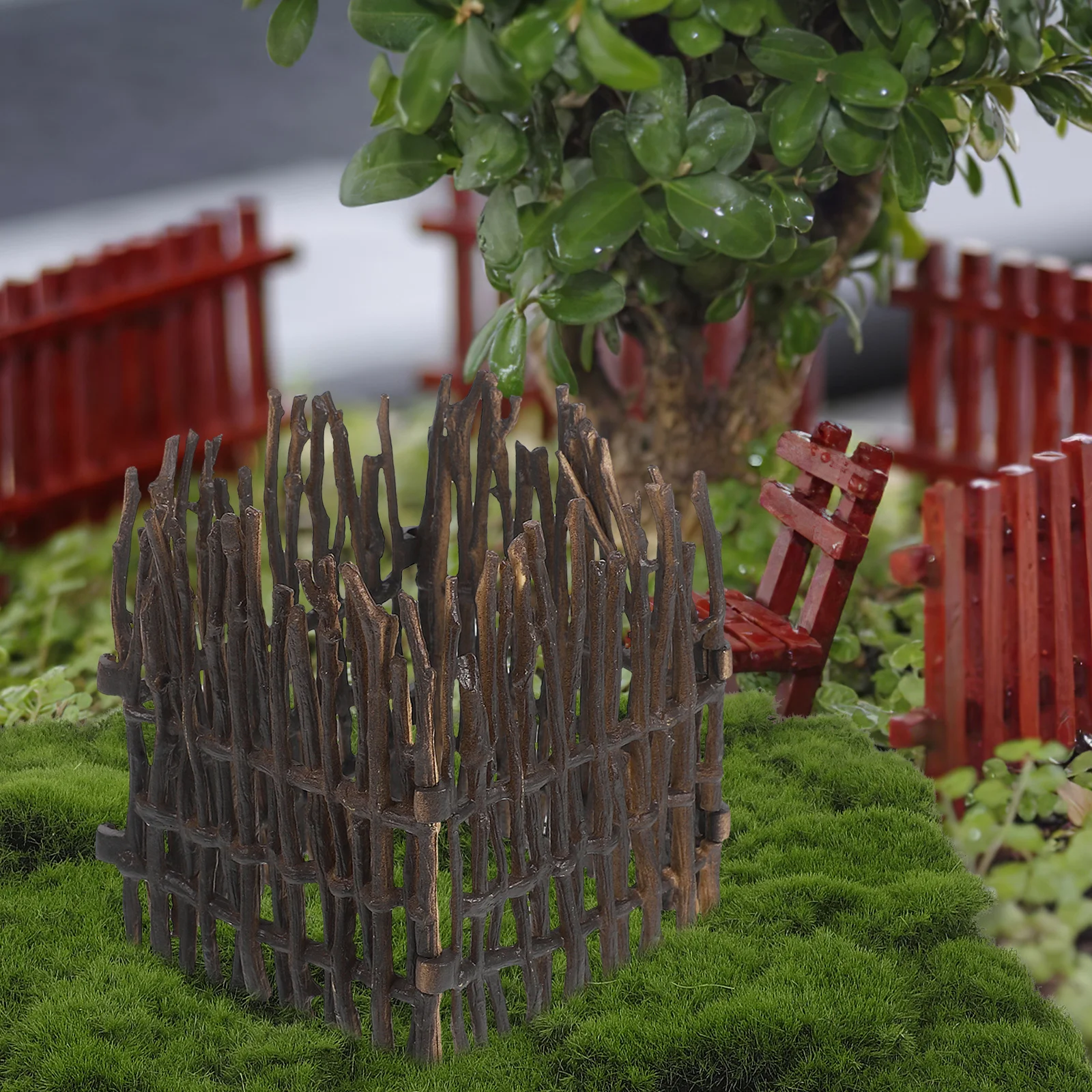 4 stuks Mini Hek voor Fairy Garden Hoge Realisme Miniatuur Landschap Grens DIY Simulatie Houten Piket Hek Accessoires