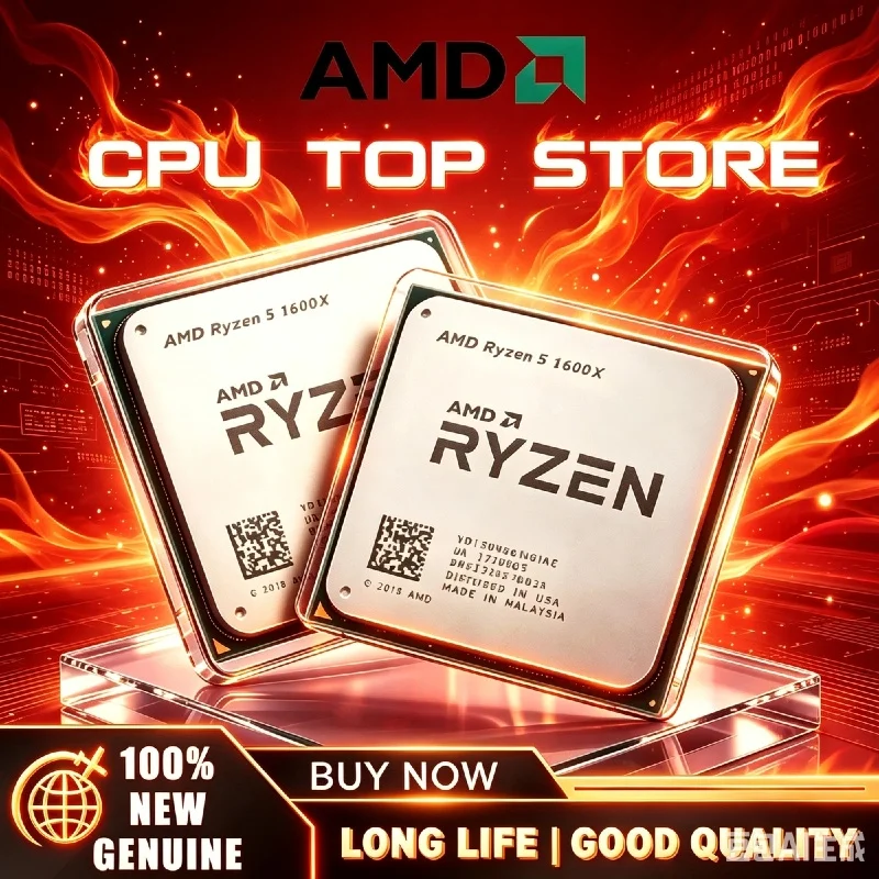 En stock, neuf, original, processeur AMD Ryzen 5 1600X, socket AM4, processeur de bureau R5 1600X, 6C12T, 3,6 GHz, 16 Mo de cache L3, 95 W